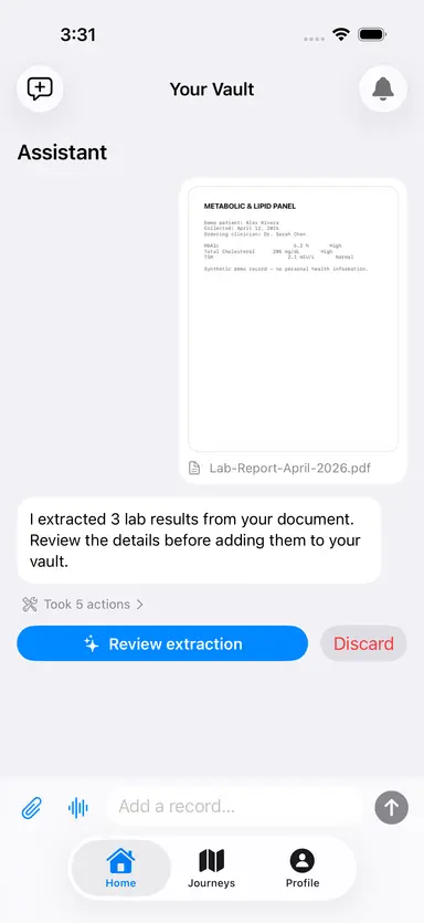 MedVault product interface